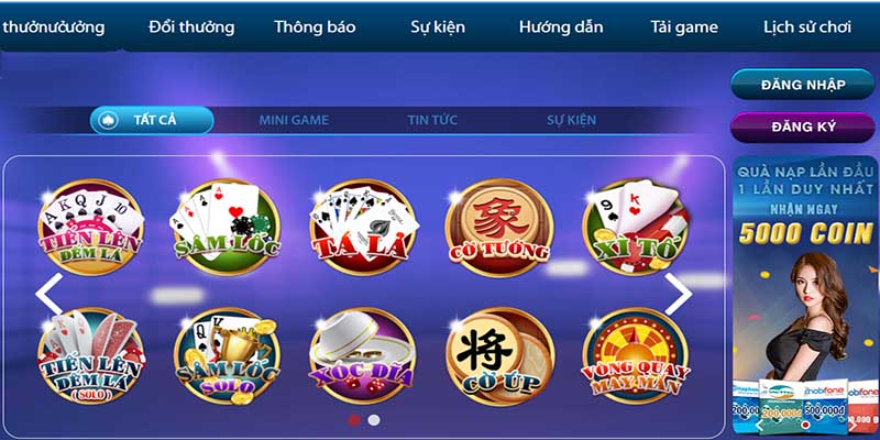 Các trò chơi trên game bài đổi thưởng uy tín